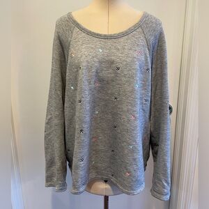 Splendid x Gray Malin Parasol Grey Umbrella Print Crewneck Sweatshirt Size XL